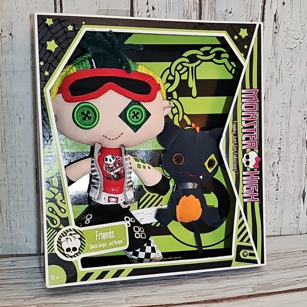 Monster High Friends Plush Deuce Gorgon and Perseus Rag Doll Mattel 2010 New NIB